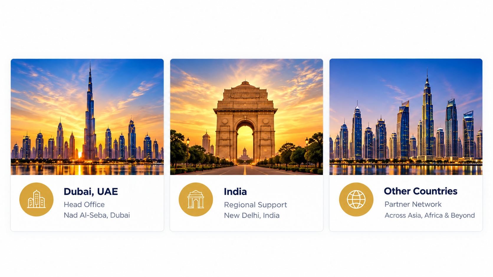 Global offices in Dubai, India and other countries