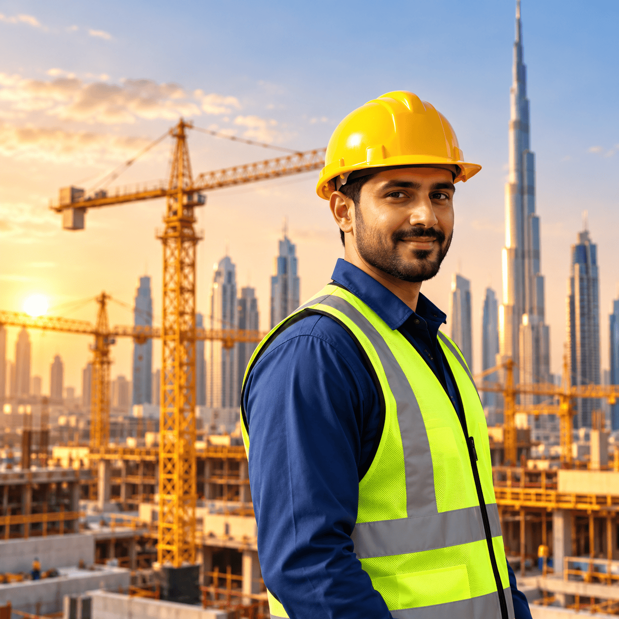 Construction professional wearing safety equipment
