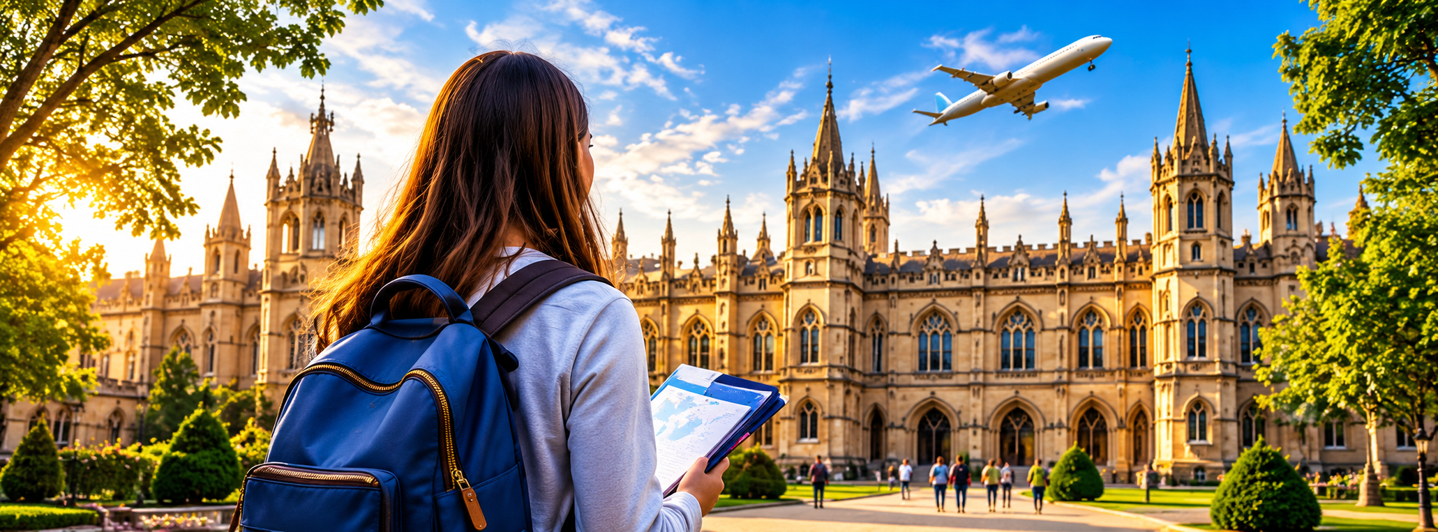 Student visiting an international university campus