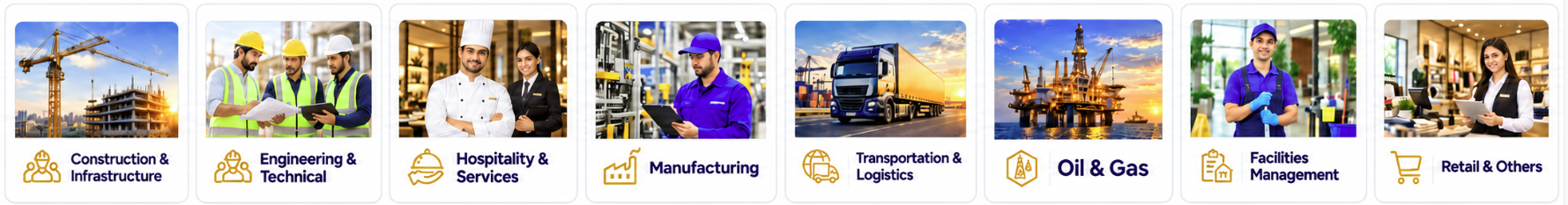 Industries served by Balaji International LLC: Construction, Engineering, Hospitality, Manufacturing, Transportation, Oil and Gas, Facilities Management, and Retail